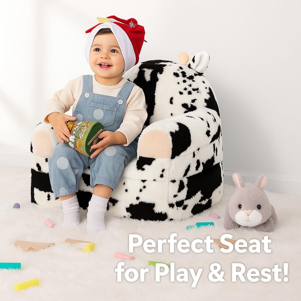 Foldable Toddler Chair with Faux Rabbit Fur