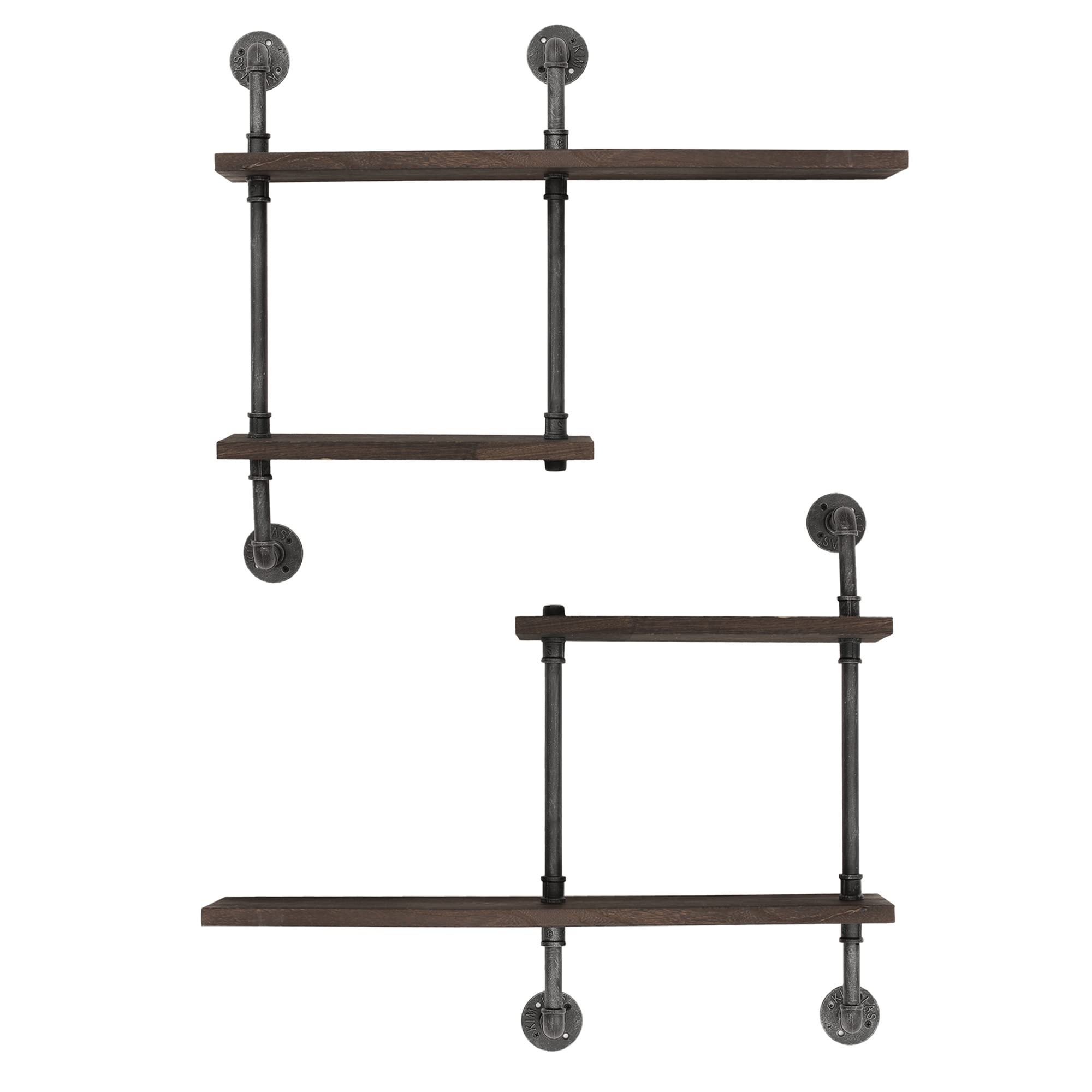 Industrial Pipe Wall Shelves 4-Tier Rustic Floating Bookshelf