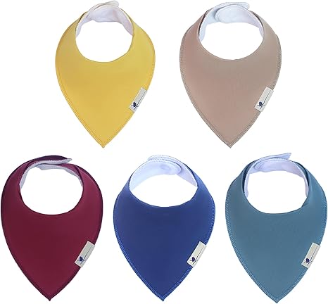 Magnetic Bandana Drool Bibs 5-pack - Magnetic Closure Baby Bibs