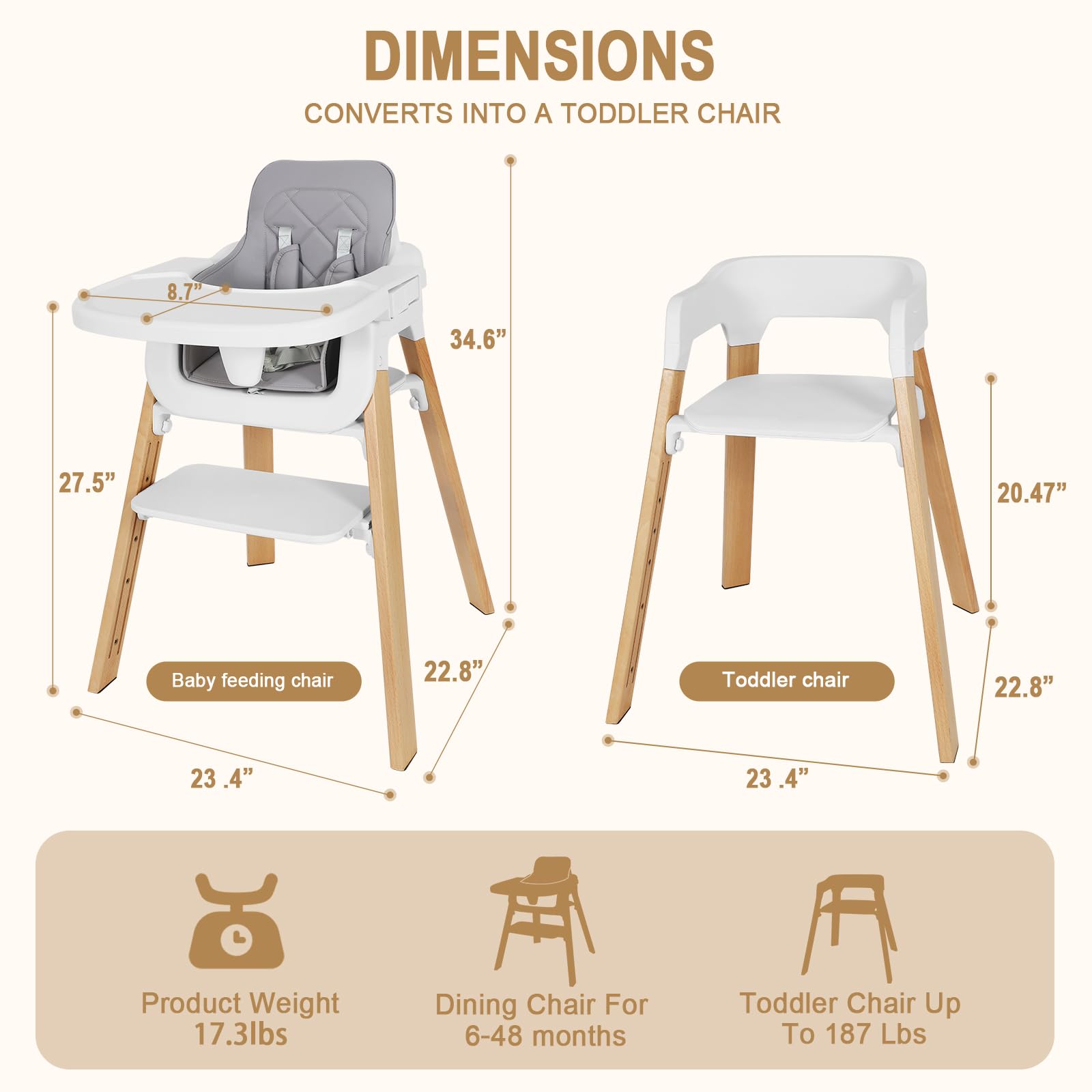 5-in-1 Convertible High Chair with Removable Tray