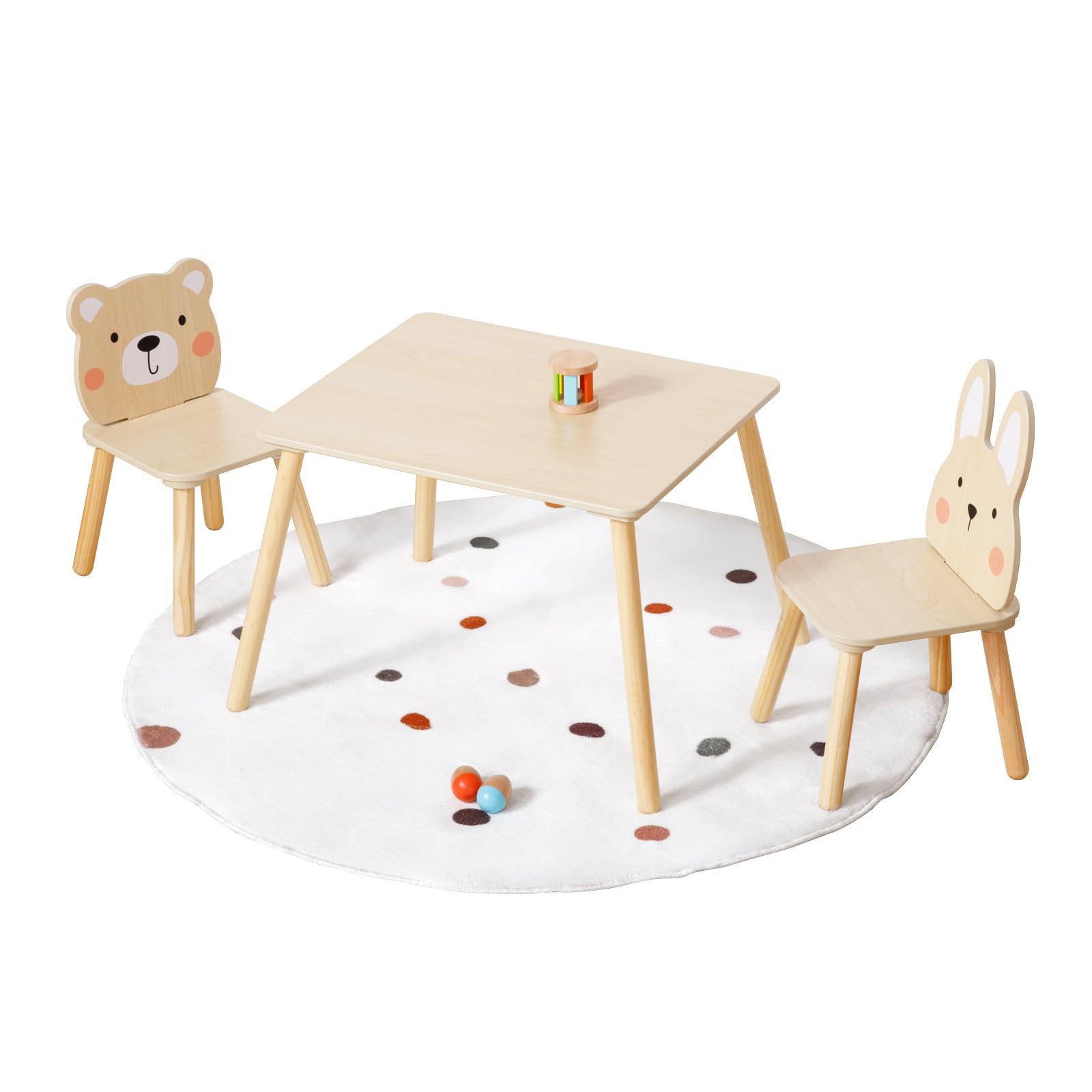 Wooden Kids Table and Chair Set, Waterproof Desktop Adorable Toddler Table Chairs Set