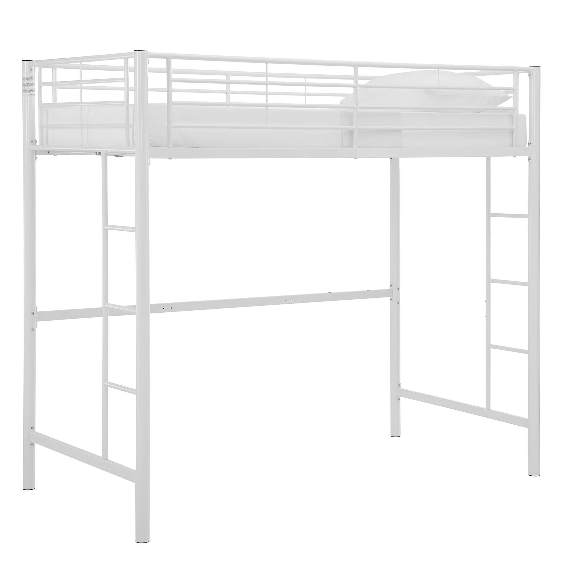 Timothee Urban Industrial Metal Twin over Loft Bunk Bed, Twin Size, White