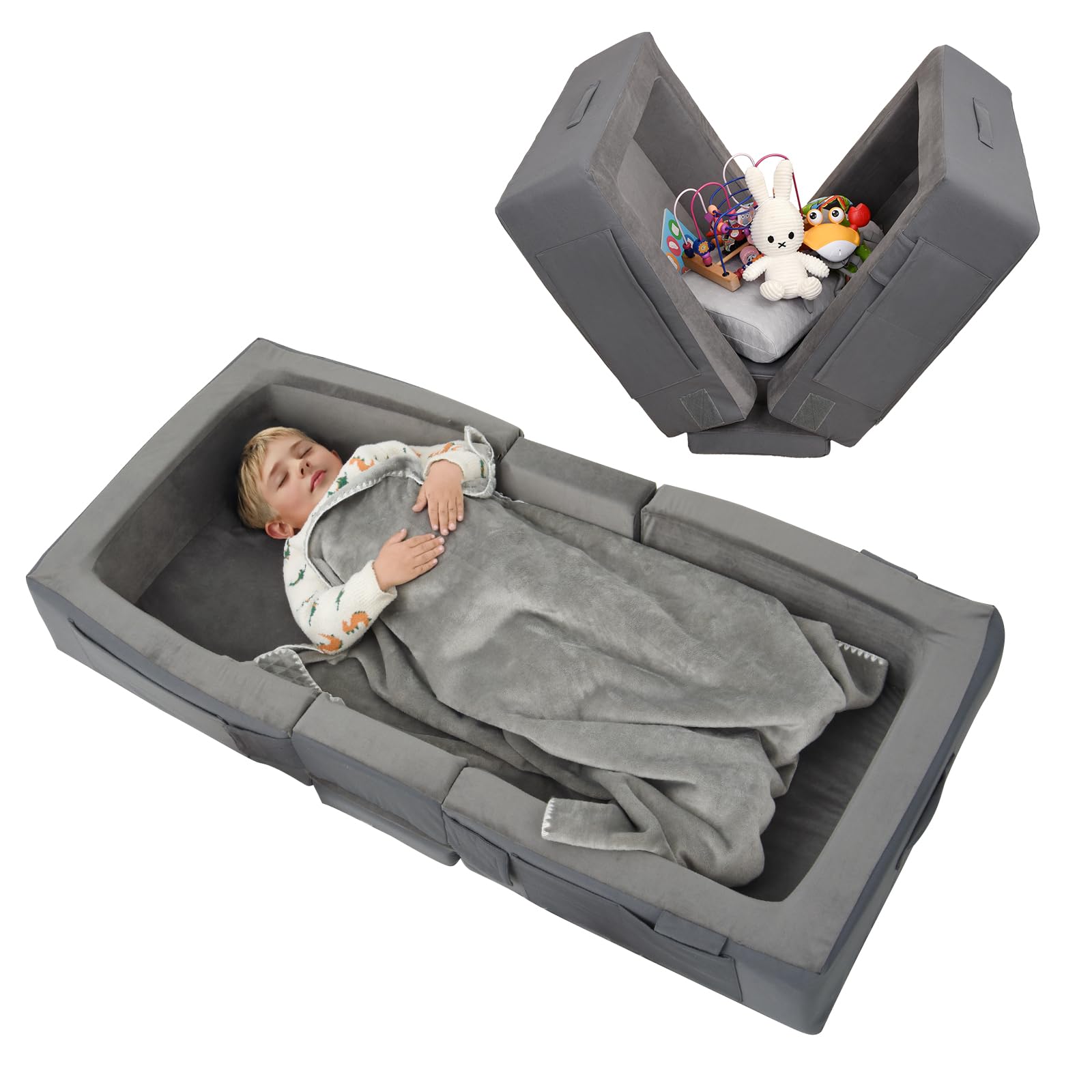 Toddler Travel Bed, Folding Floor Cot for Travel