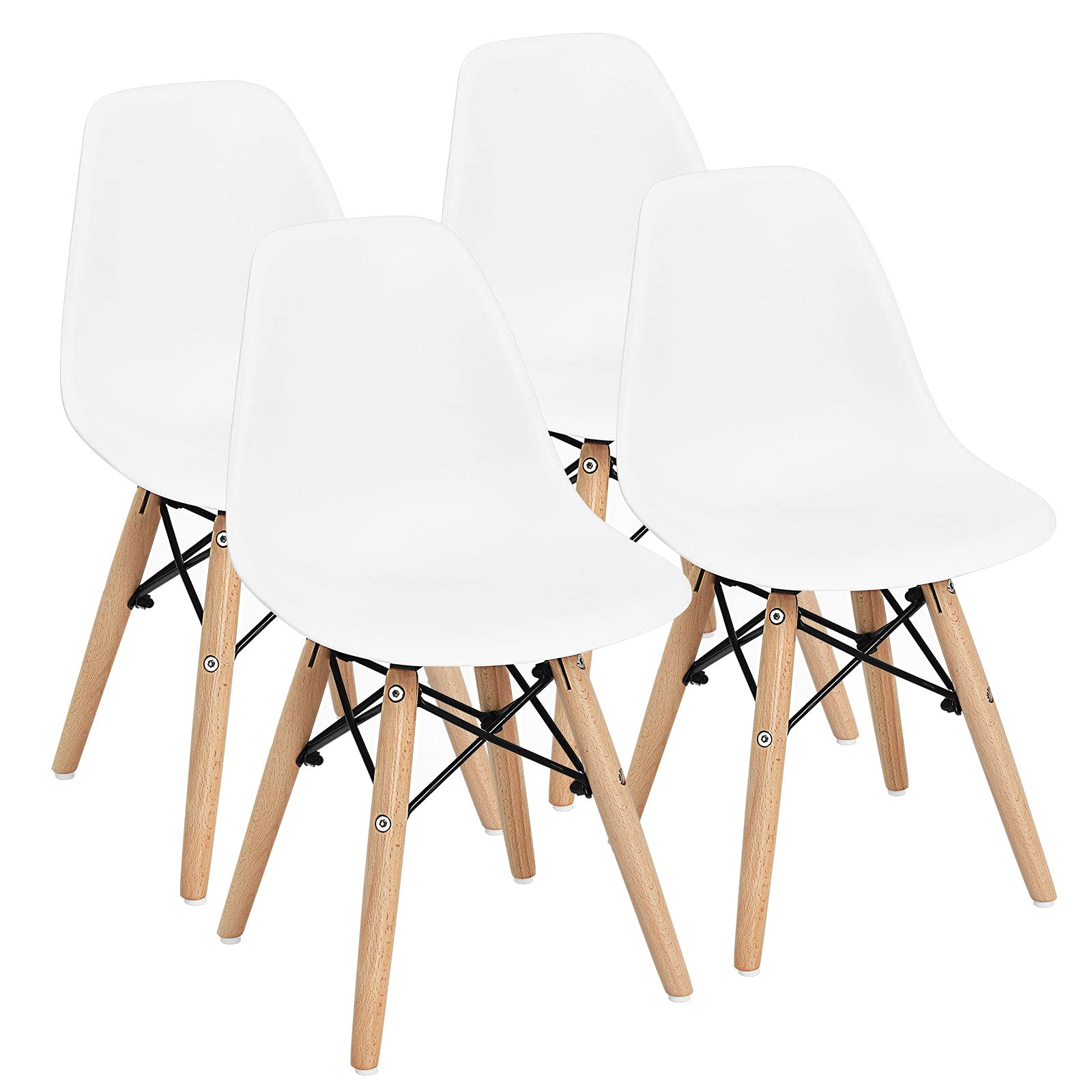 Kids Mid-Century Modern Desk Chair Set - 4 Pack White Toddler Chairs