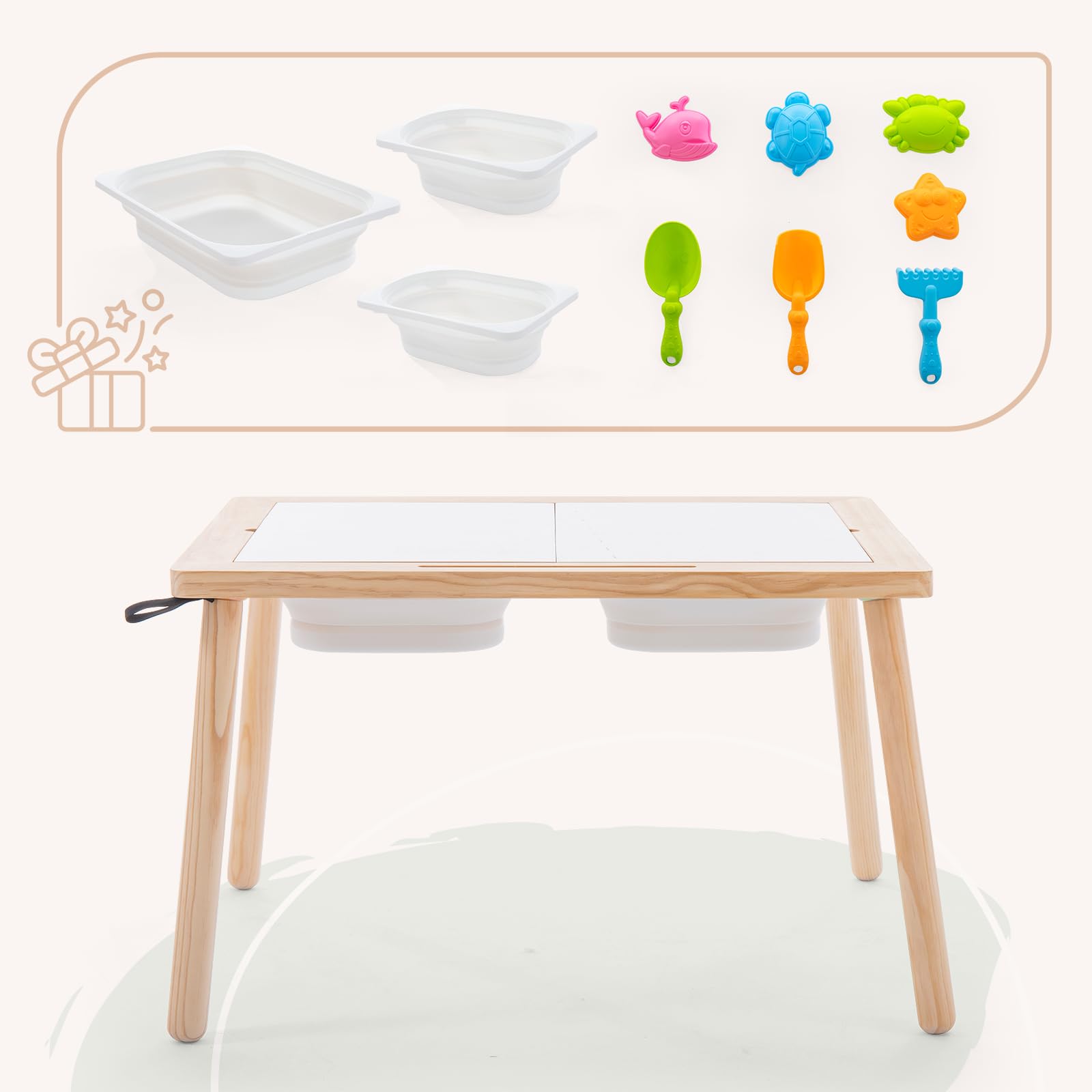 Sensory Tables for Toddlers,Kids Table with 3 Storage Bins