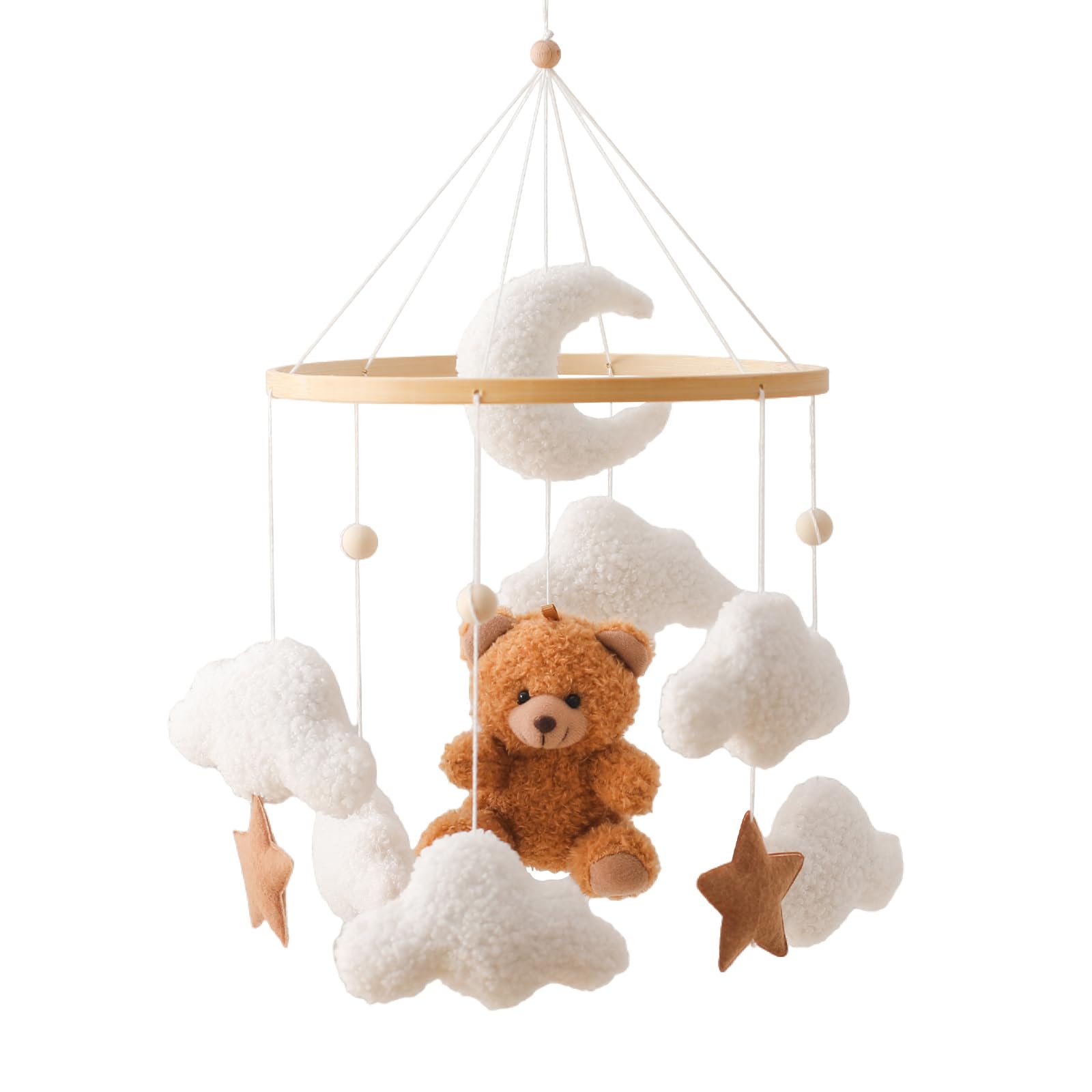 Baby Mobile for Crib Bear Cloud Crib Mobile Handmade Furry Nursery Mobile