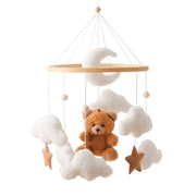 Baby Mobile for Crib Bear Cloud Crib Mobile Handmade Furry Nursery Mobile