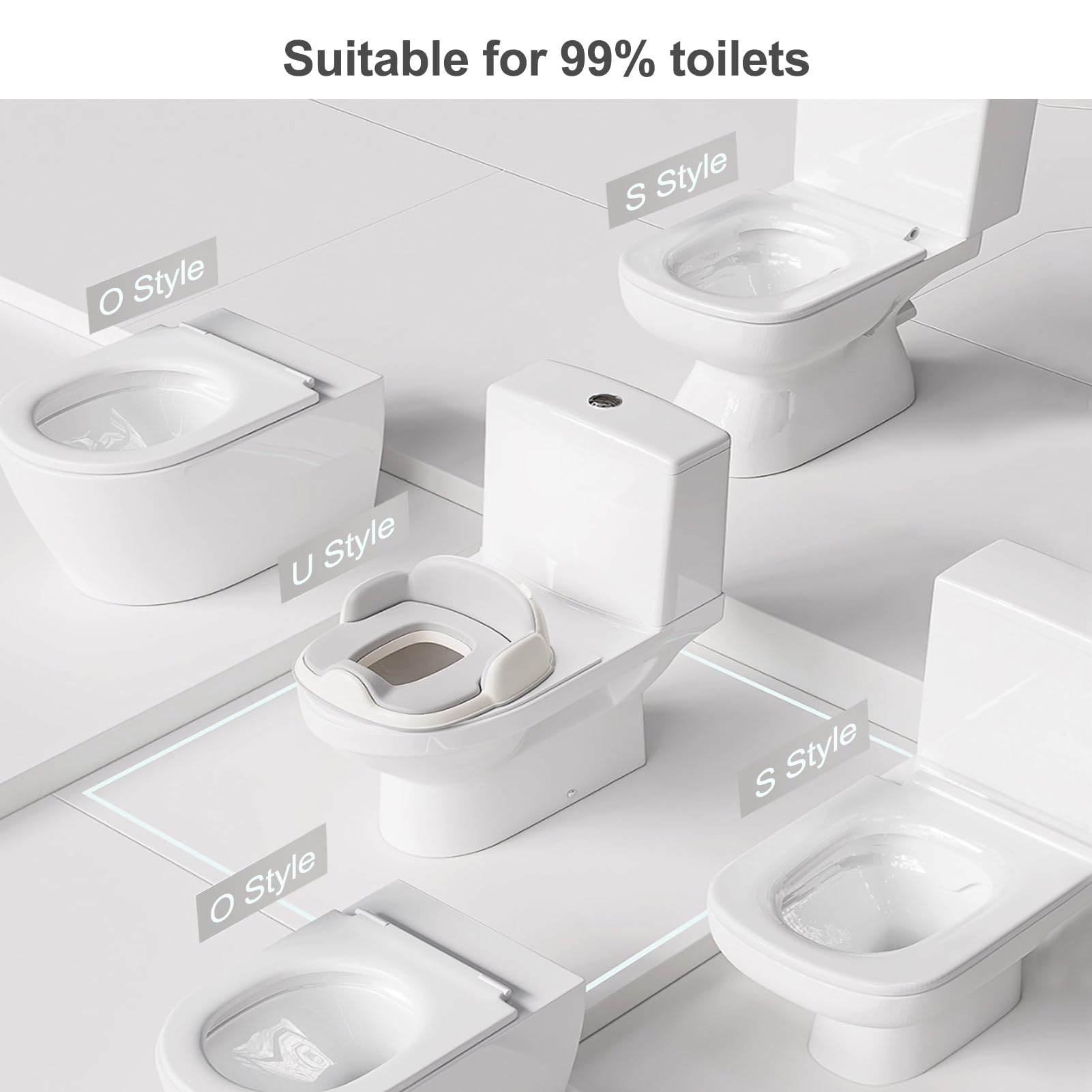 Bebamour Potty Training Toilet 3 in 1 Multi-Functional Potty Seat Detachable Baby Potty Step Stool Anti-Slip Stable Potty Training Toilet with 100 Pack Trash Bags for Baby Toddler Kids(Grey)