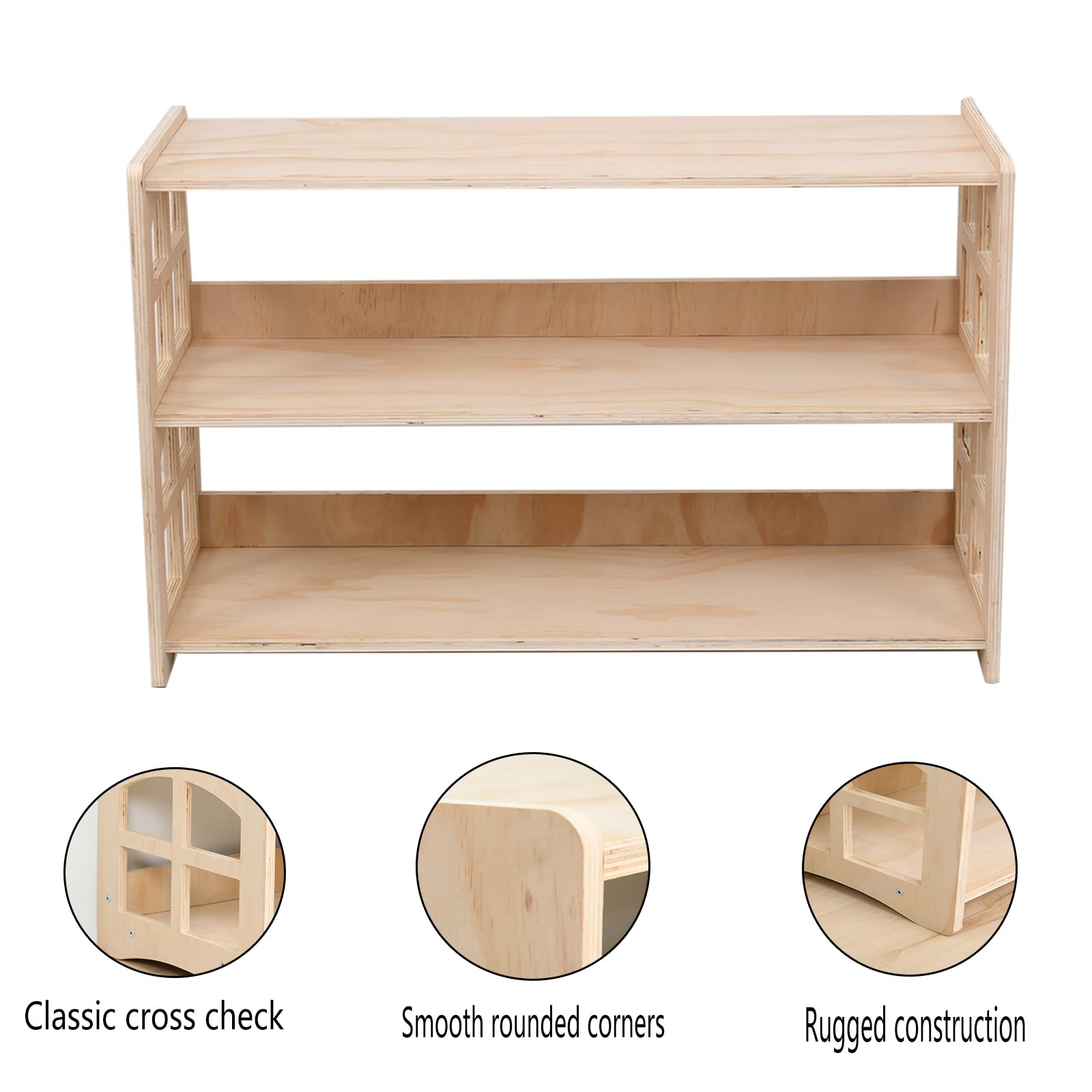 3-Tier Montessori Bookshelf for Kids