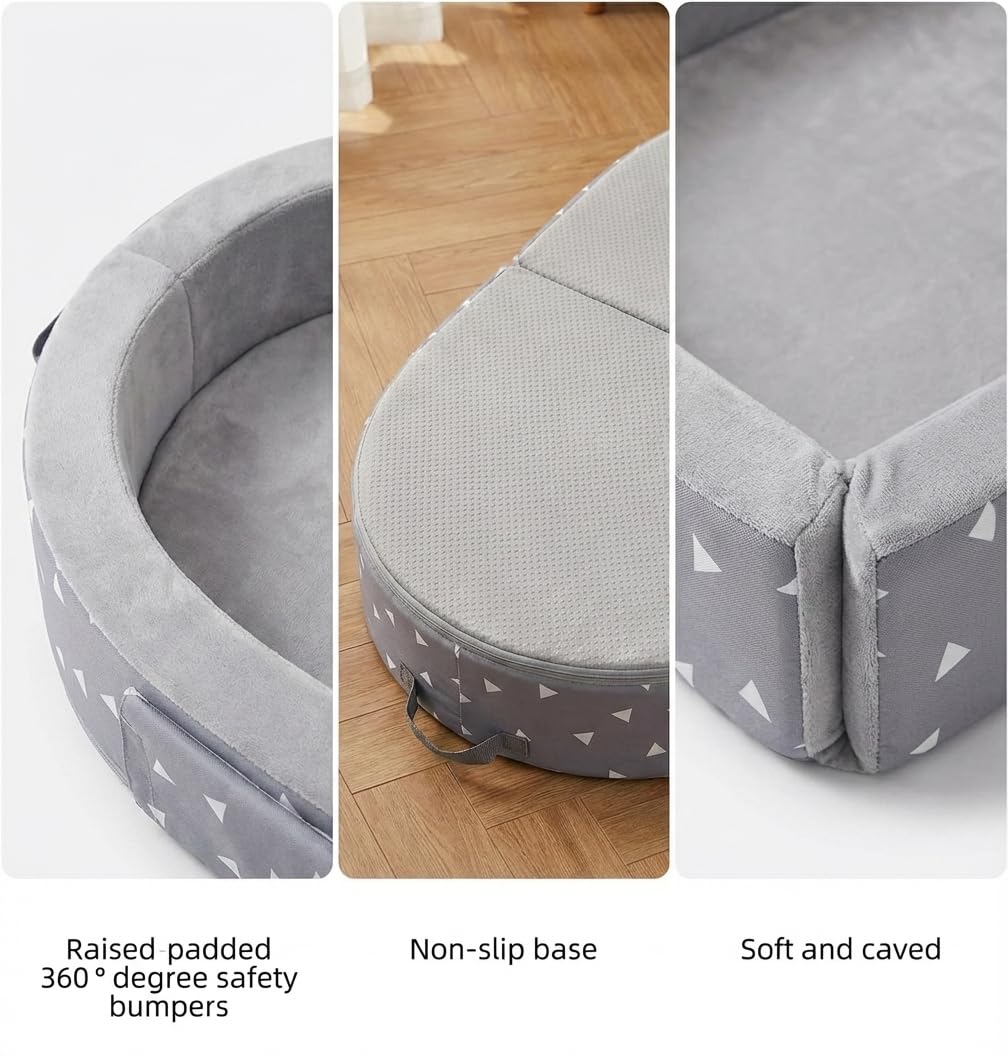 Portable Foldable Toddler Travel Bed with Sides