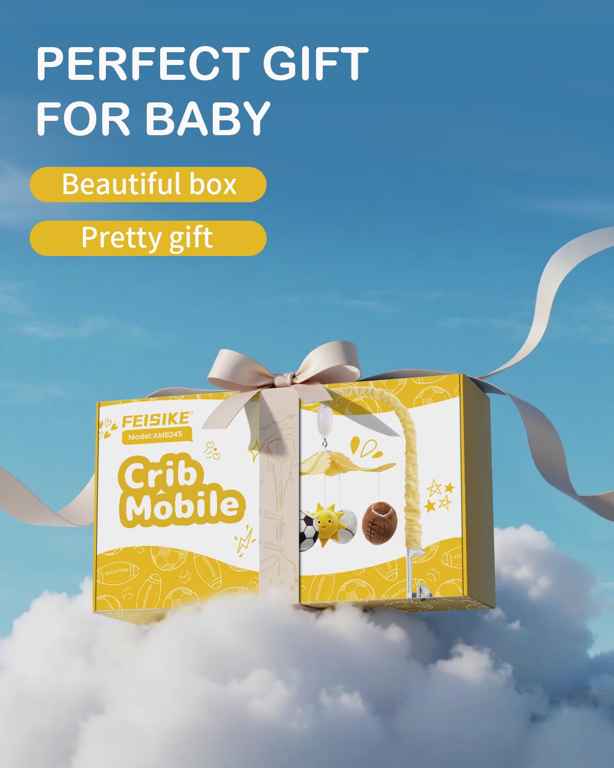 Sport-Themed Baby Crib Mobile with Music and Rotation