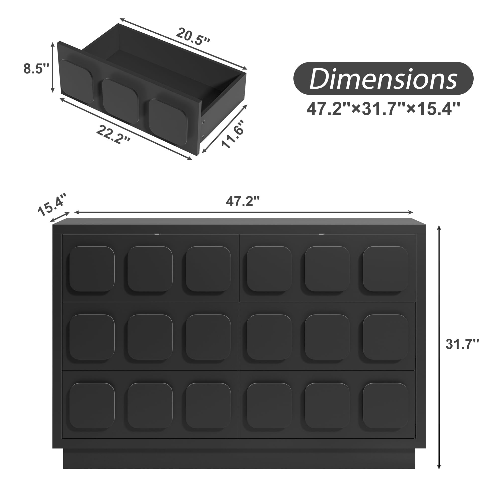 6-Drawer Dresser for Nursery and Kids Bedroom
