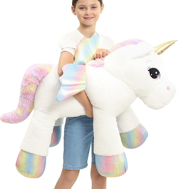 44 Inch Giant Unicorn Stuffed Animal Pillow, Cute Soft Big Unicorn