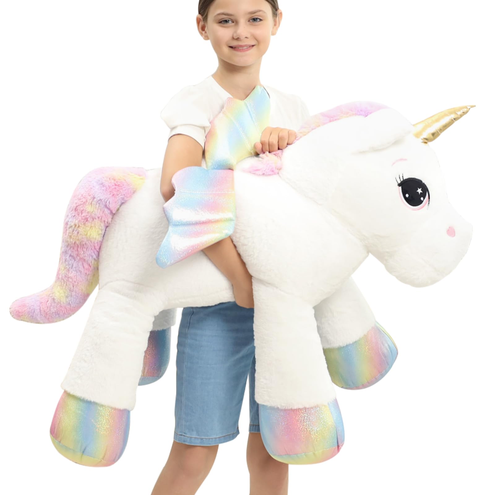 44 Inch Giant Unicorn Stuffed Animal Pillow, Cute Soft Big Unicorn