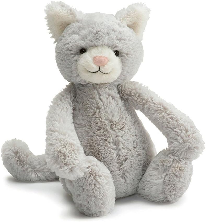Bashful Grey Kitty Stuffed Animal, Medium 12 inches - Cats & Kittens Plush Toy