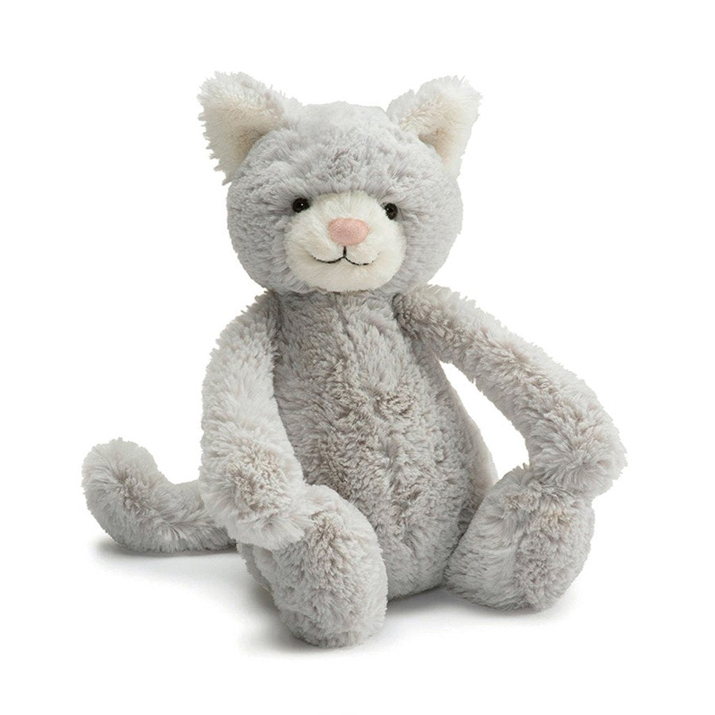 Bashful Grey Kitty Stuffed Animal, Medium 12 inches - Cats & Kittens Plush Toy