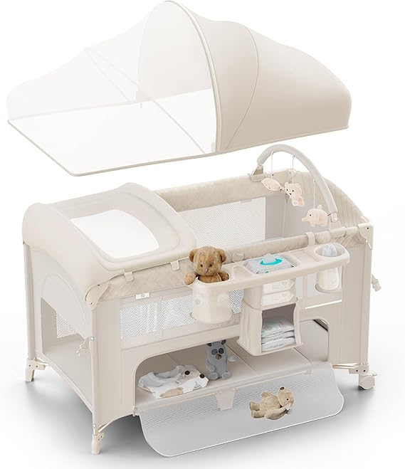 4 in 1 Baby Bassinet, Pack and Play, Bedside Crib Sleeper