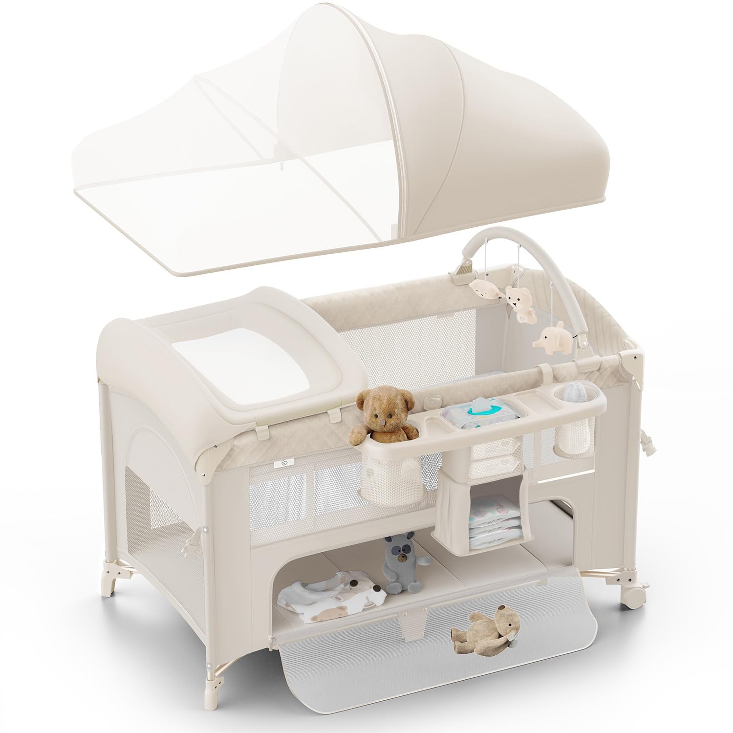 4 in 1 Baby Bassinet, Pack and Play, Bedside Crib Sleeper