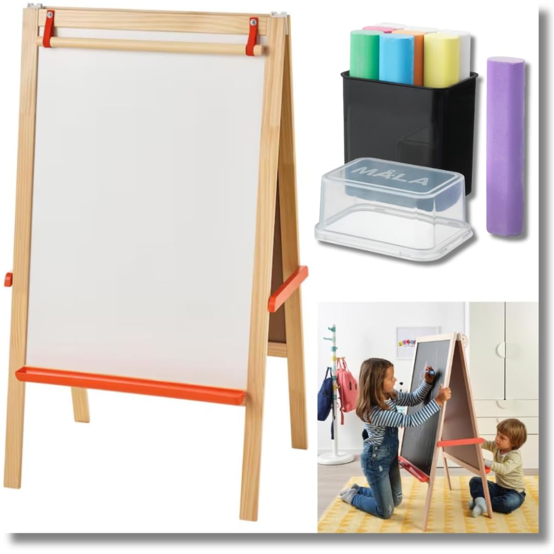 Kids Art Easel with Blackboard Whiteboard Canvas Folding Portable