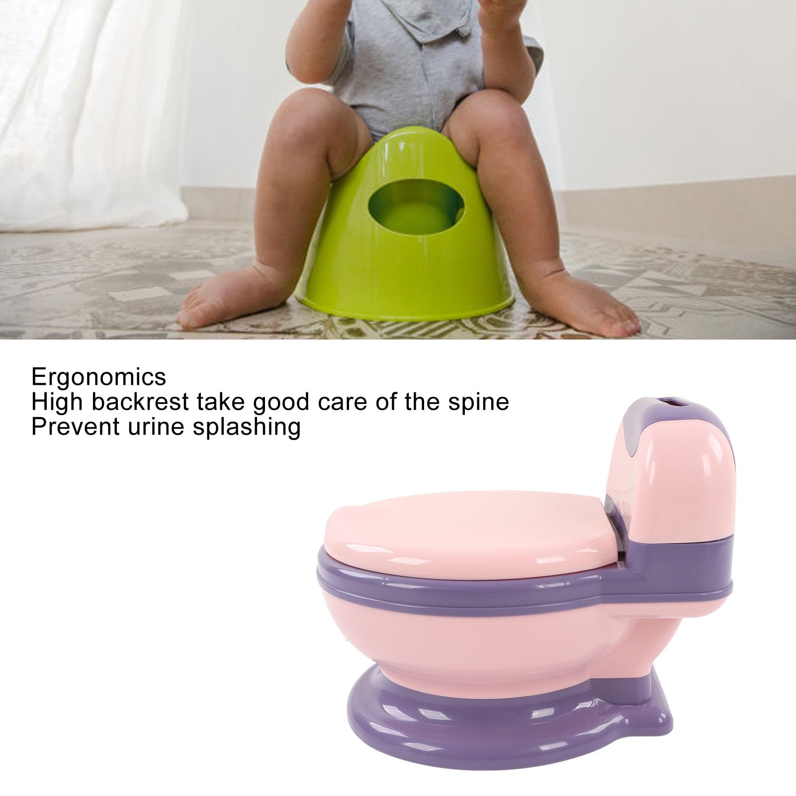 Baby Toilet, Baby Potty, Potty Training Toilet, Emulational Large Size Universal Detachable Removable Potty Pot Toddler Potty Chair for Toddler Infant Baby Kids(Pink Purple)