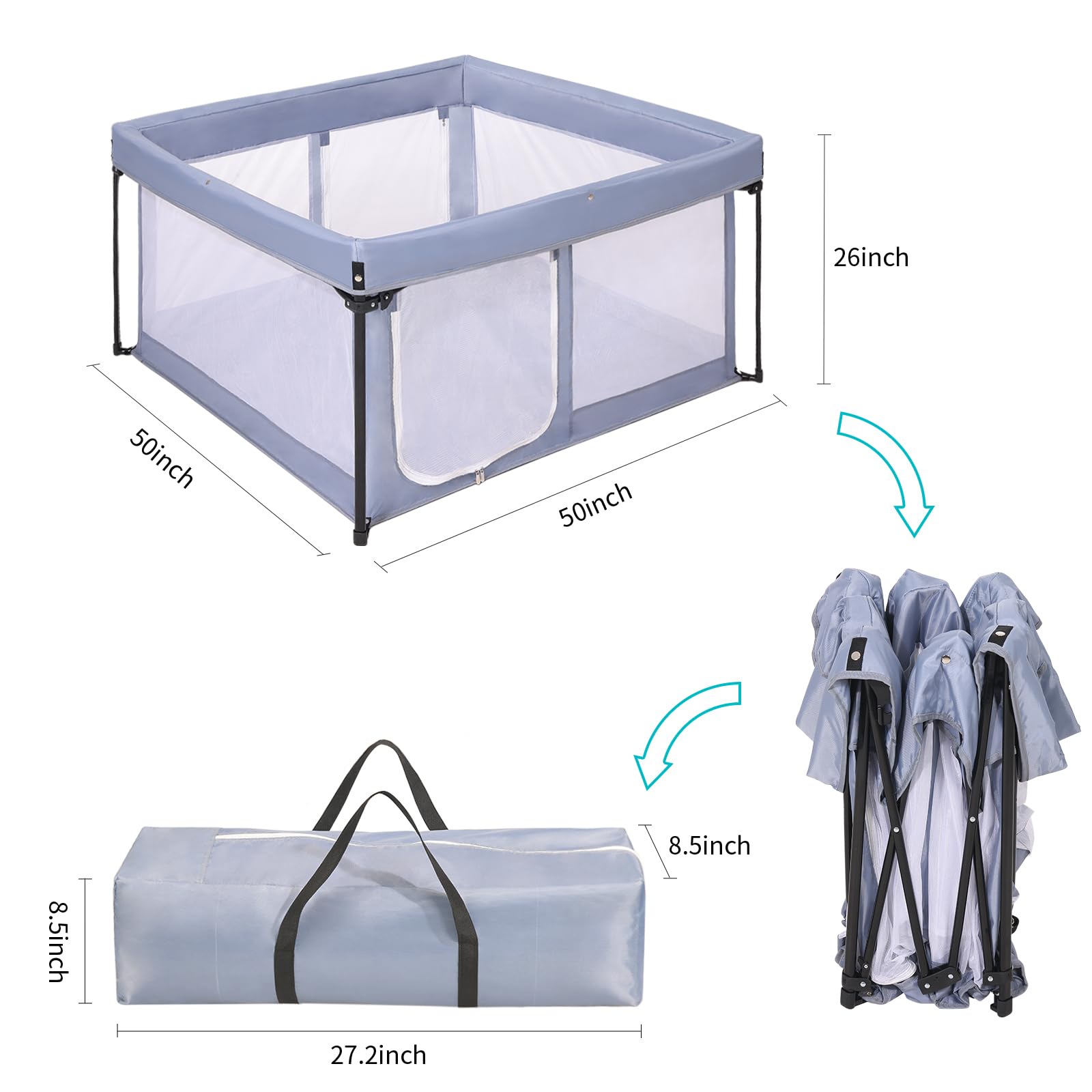 Portable Baby Playpen with Padded Floor