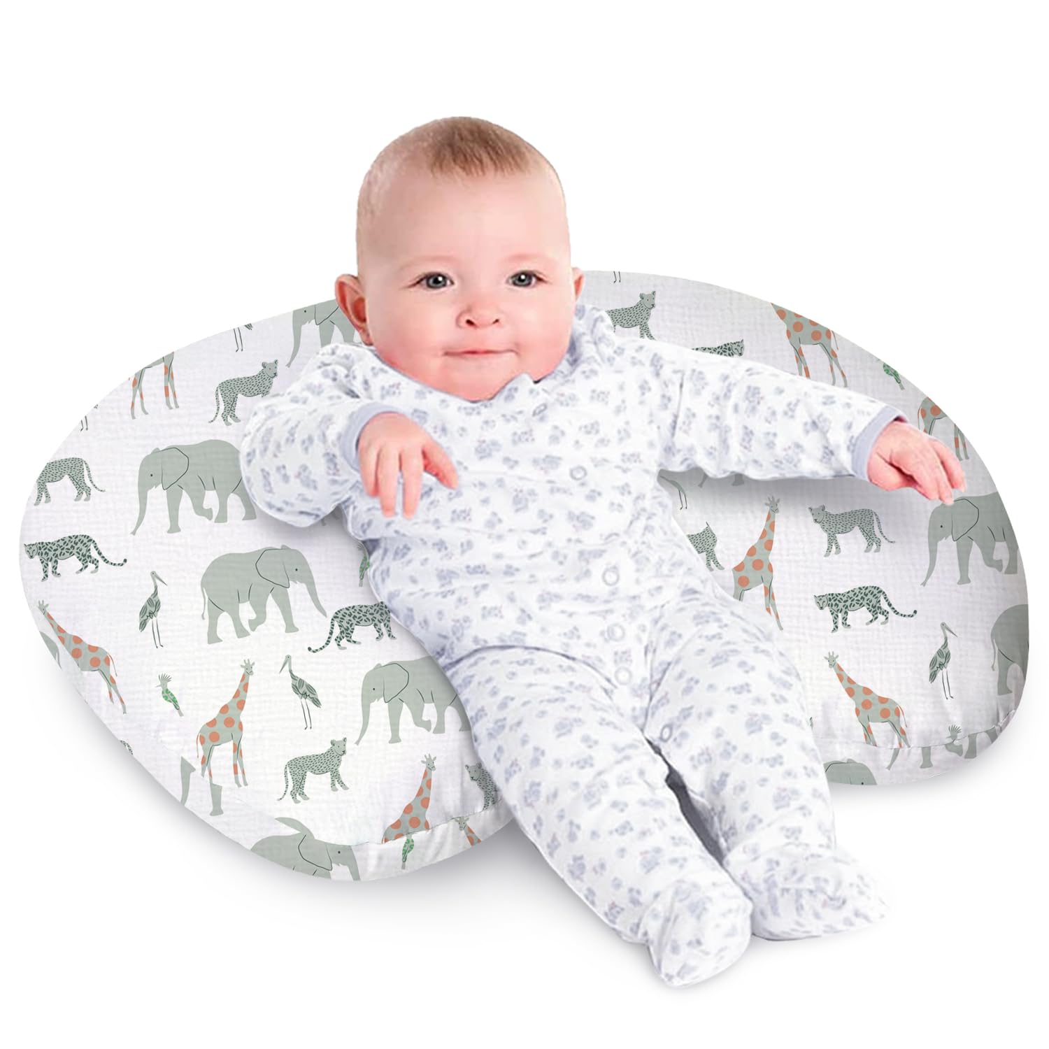 Nursing Pillow, Soft 100% Cotton Breastfeeding Pillow with Breathable Muslin