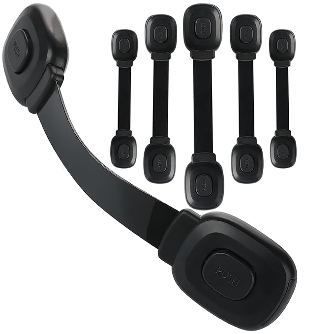 Baby Cabinet Locks, Child Safety Cabinet Proofing -Child Safety Strap Locks Adhesive