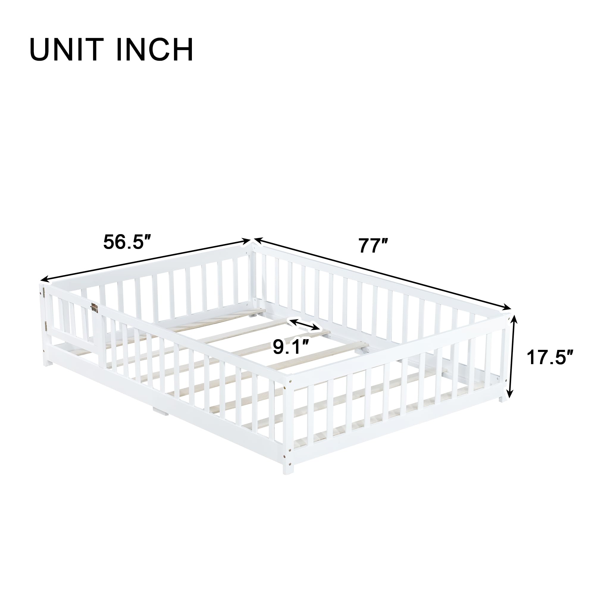 Full Size Floor Bed with Fence and Door