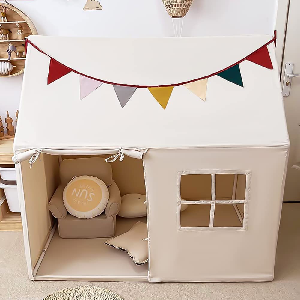 Kids Indoor Play Tent Playhouse with Pennant Banners