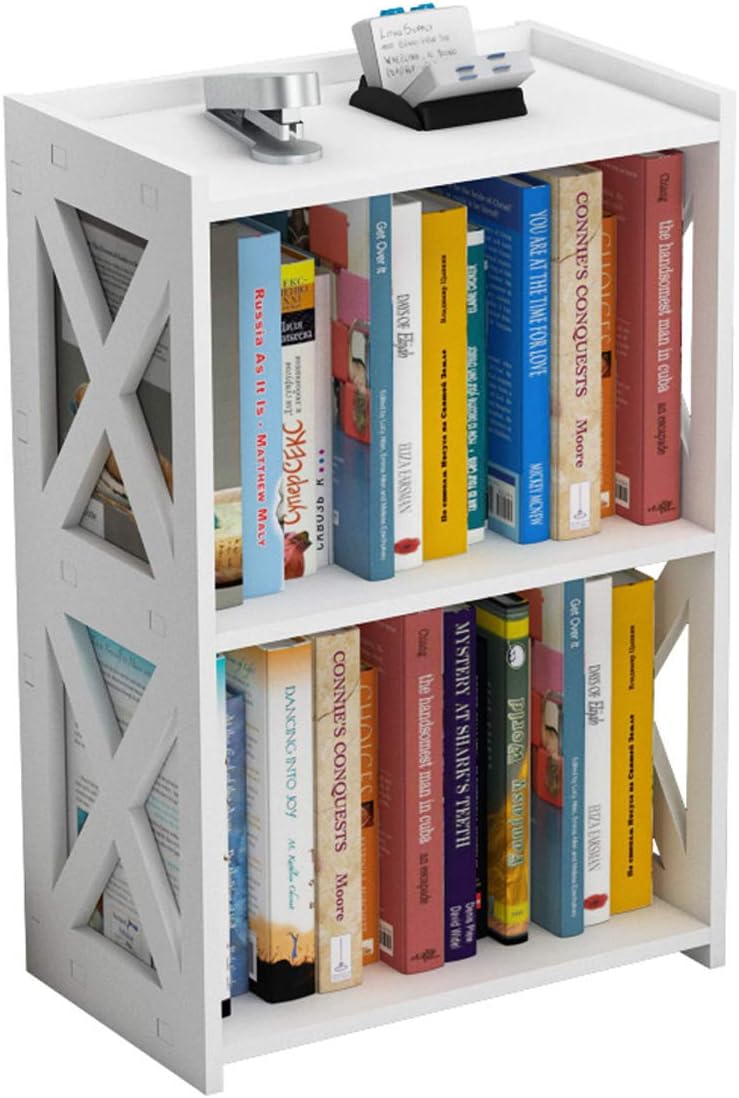 Side Table, 3 Tier 2 Shelf Small Bookshelf Bookcase