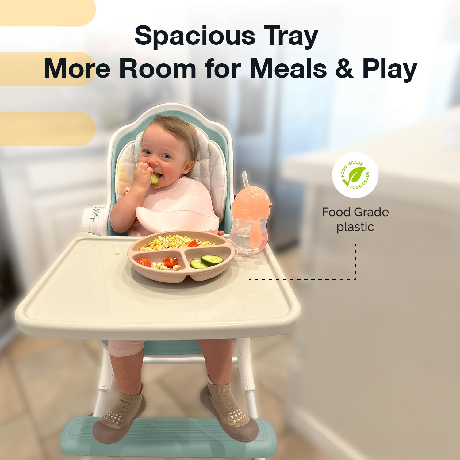 2-in-1 Convertible High Chair with Lounger for Newborn to Toddler