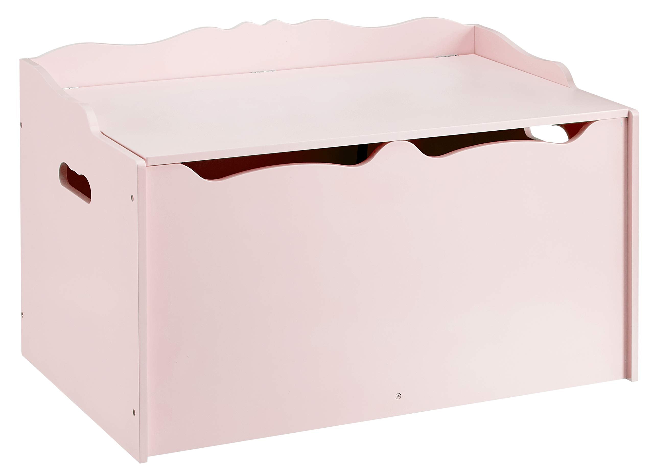 Wooden Toy Storage Chest with Safety Lid - Pink