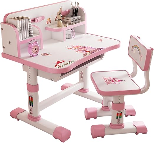 Table and Chair Set, Adjustable Art Desk Girls Desk for Bedroom
