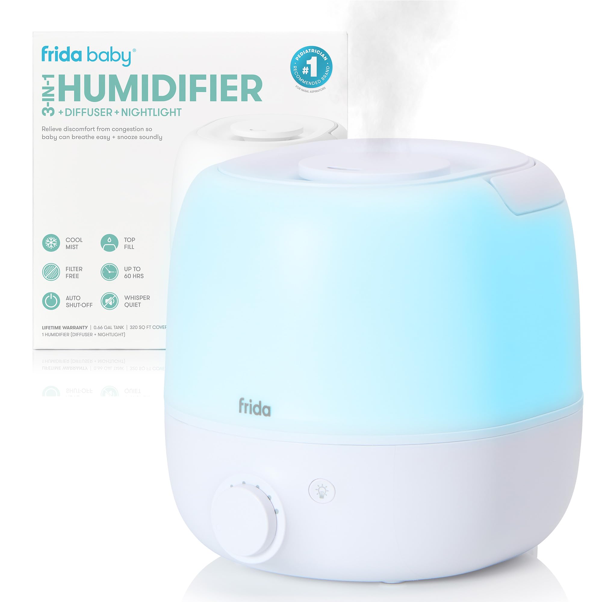 3-in-1 Cool Mist Humidifier for Large Rooms, Top Fill Humidifier for Bedroom