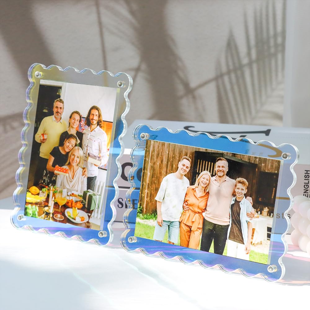4x6 Picture Frames Scalloped Iridescent Acrylic Magnetic Photo Frames