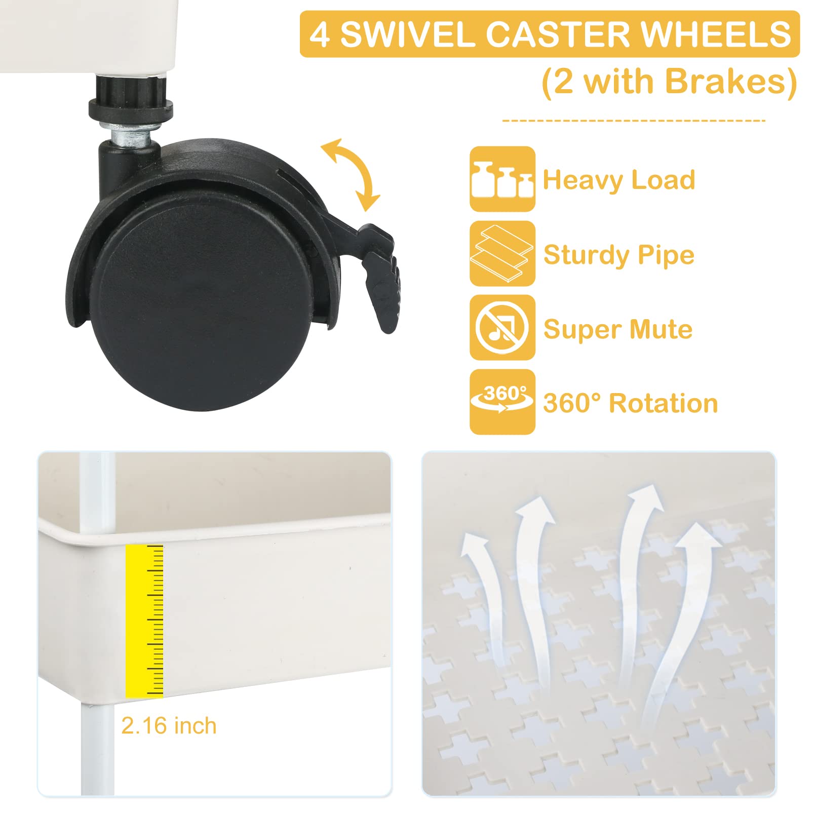 3-Tier Rolling Baby Diaper Caddy Organizer with Wheels