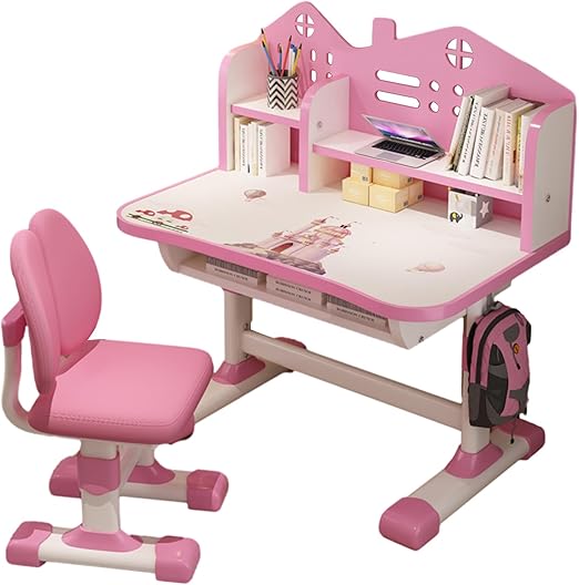 Table and Chair Set, Adjustable Art Desk Girls Desk for Bedroom