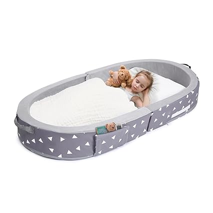 Portable Foldable Toddler Travel Bed with Sides, Portable Toddler Bumper Bed