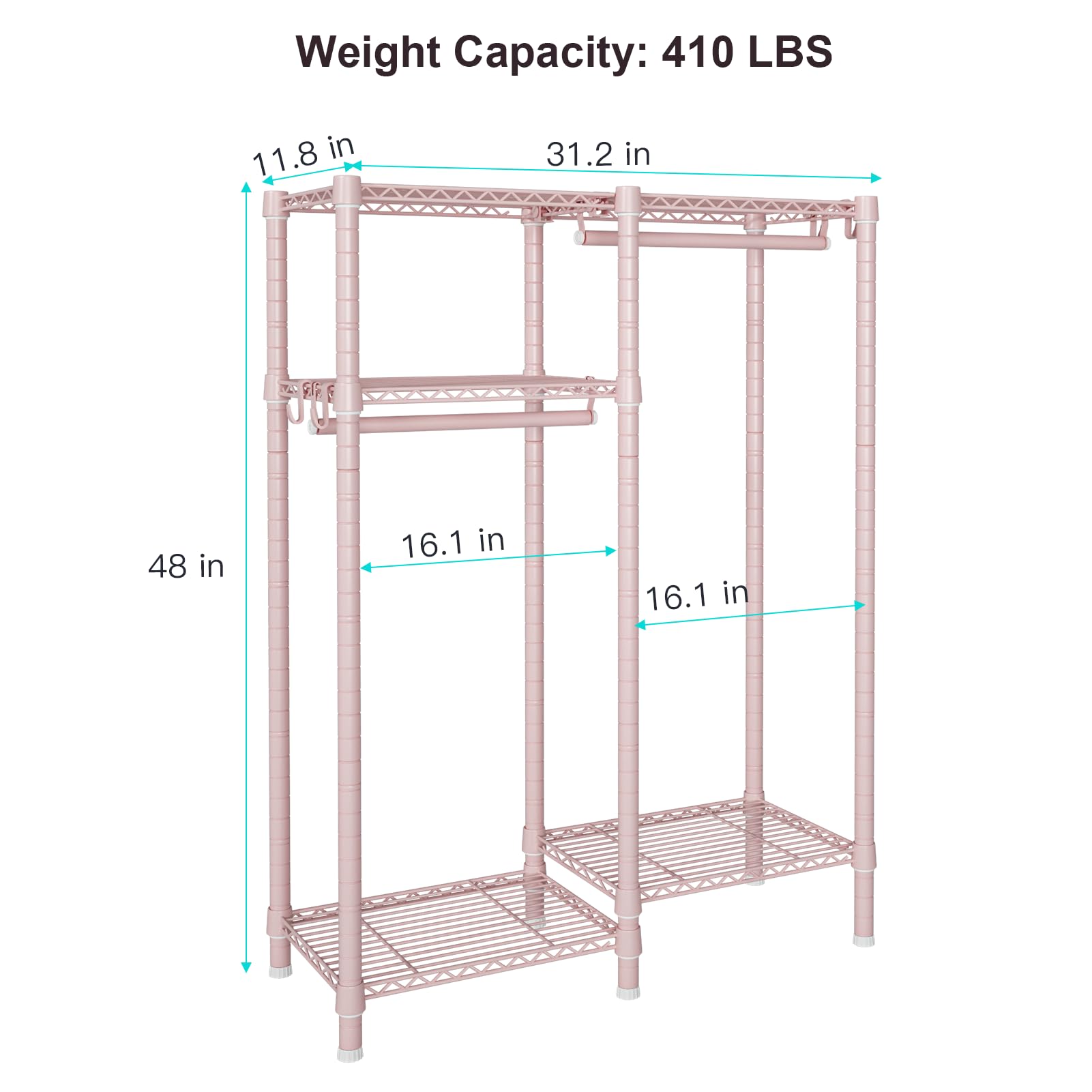 4-Tier Kids Clothes Rack with Hanging Rods