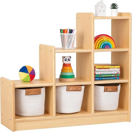 Montessori Shelf and Toy Storage, Compact Toddler Bookshelf for Small Space