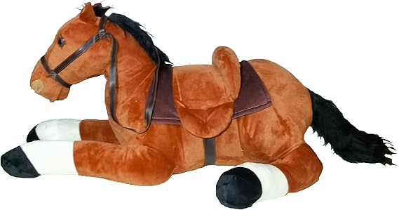 52Inches Big Horse Stuffed Animal, Cute Plush Soft Toy, Dark Brown