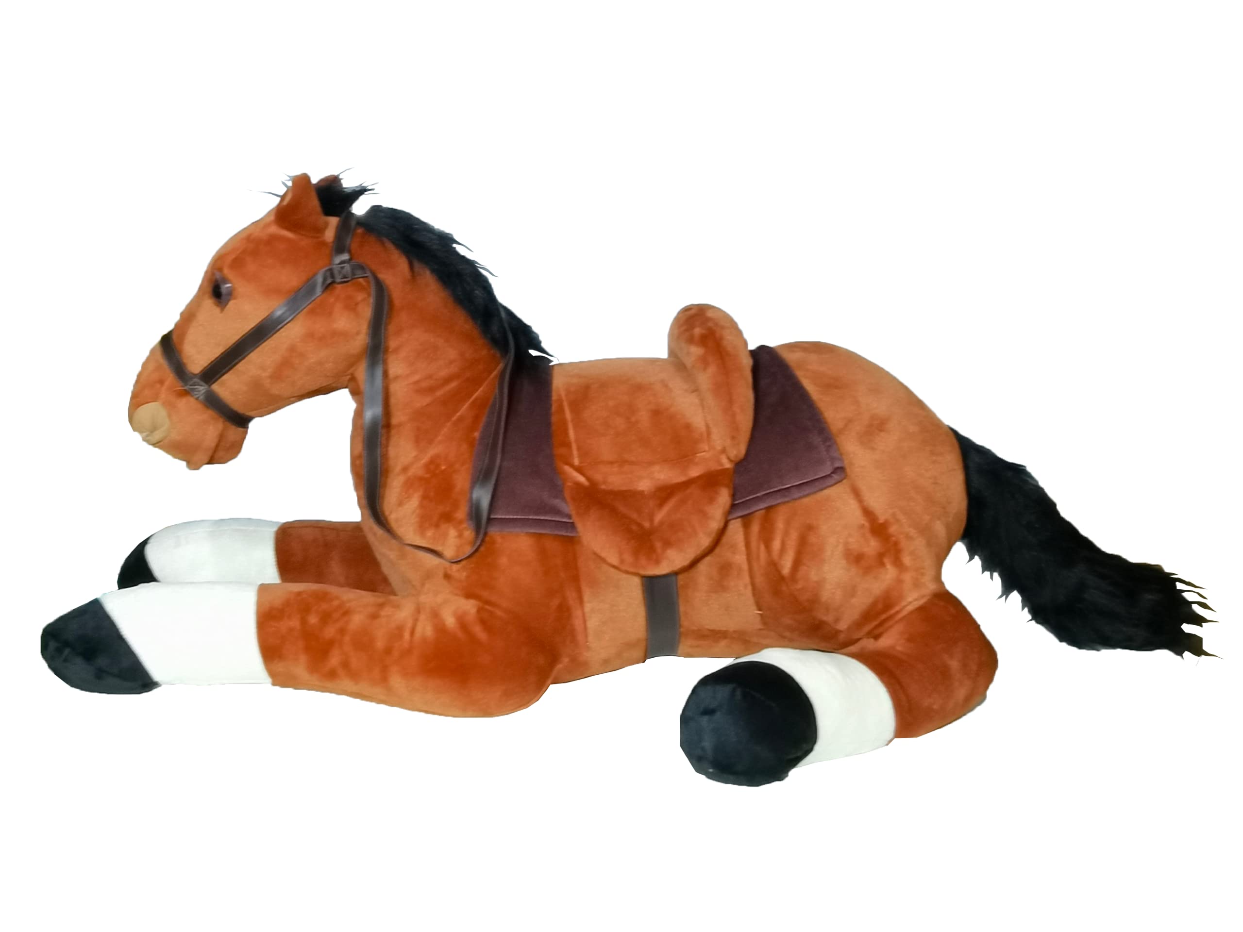 52Inches Big Horse Stuffed Animal, Cute Plush Soft Toy, Dark Brown
