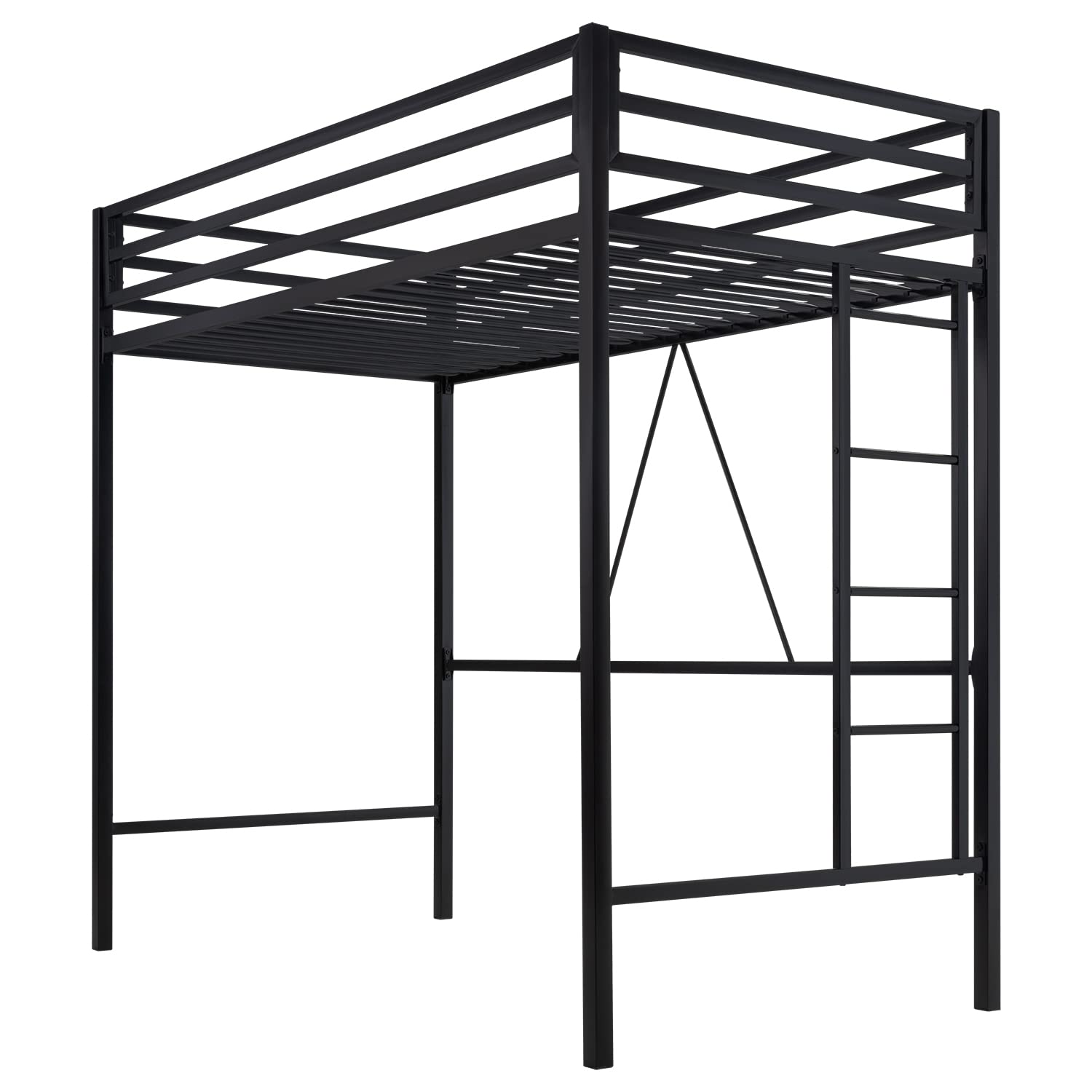 Loft Bed Twin Size with Ladder and Guardrail