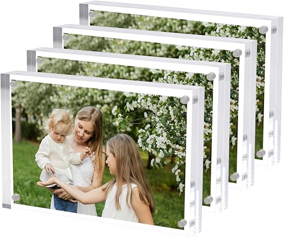 4 Pack Acrylic Picture Frames 5x7 Free Standing