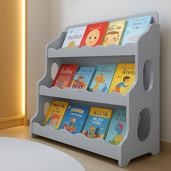 Kids Book Shelf Wooden Montessori Bookshelf Dutch Design