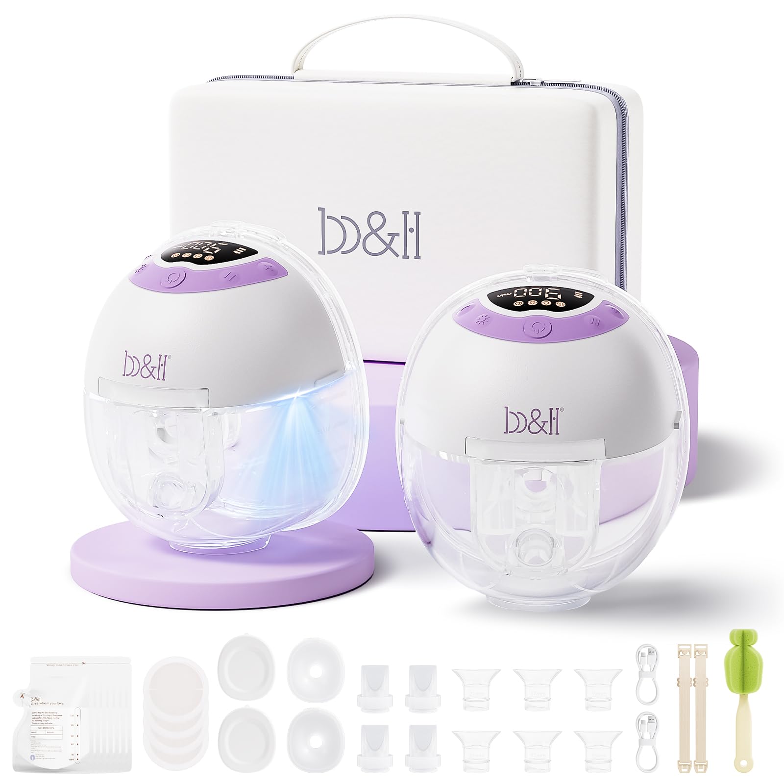 Breast Pump Hands Free with Night Light, S33 Portable Electric Wearable Breastfeeding