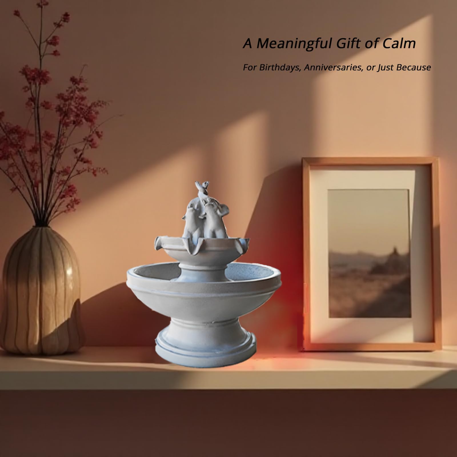 Indoor Elephant Waterfall Fountain with LED Lights