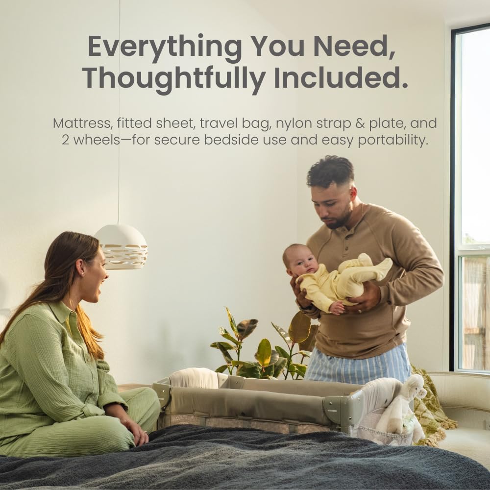 2-in-1 Bedside Bassinet Co-Sleeper with Mesh Panels