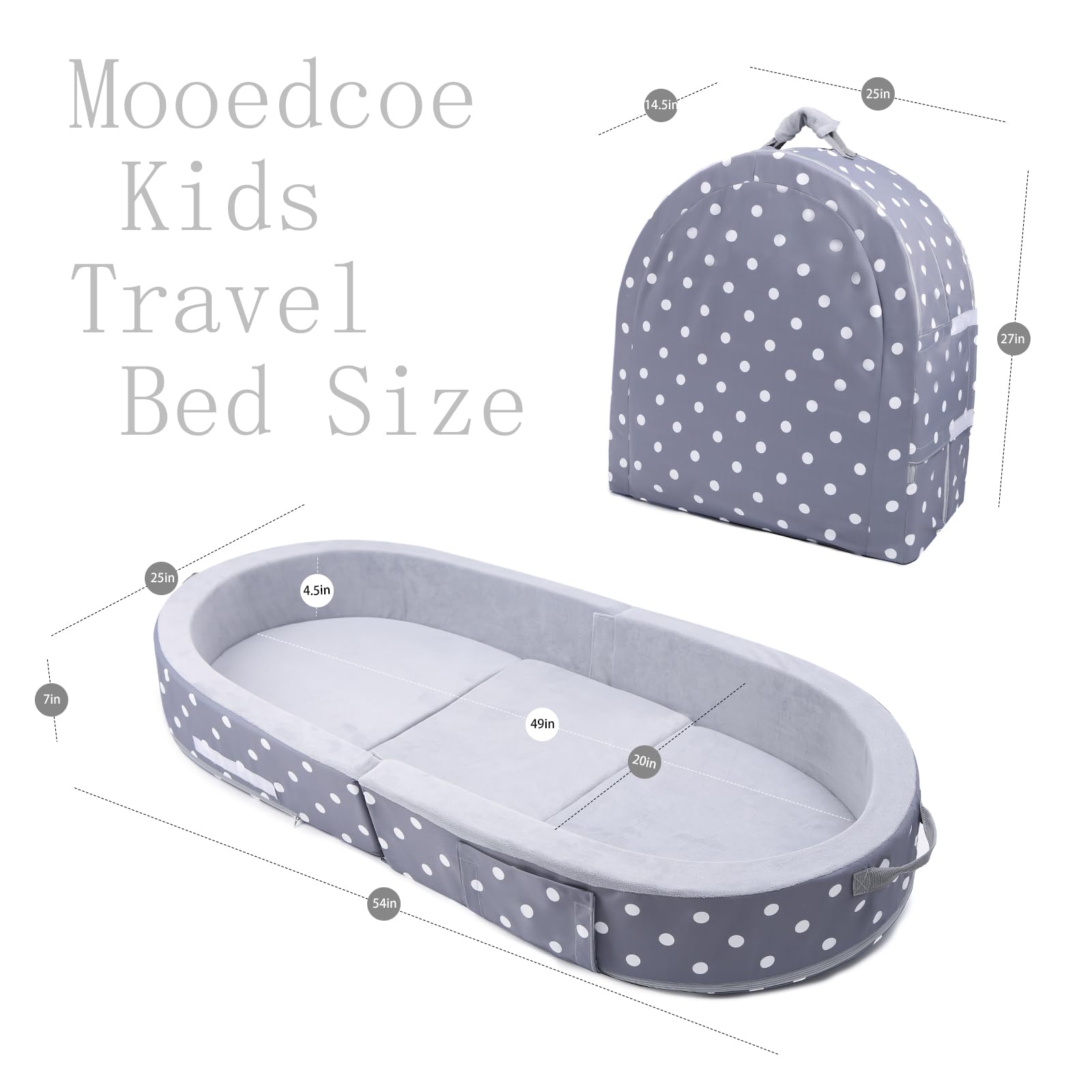 Portable Foldable Toddler Travel Bed with Sides