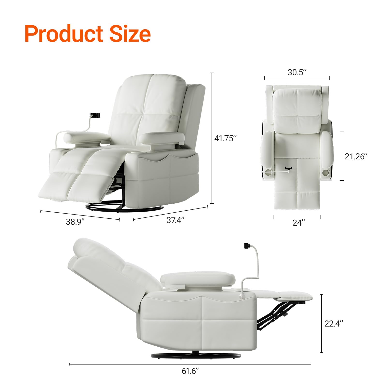 Electric Rocking Glider Recliner Chair for Nursery with Adjustable Armrests